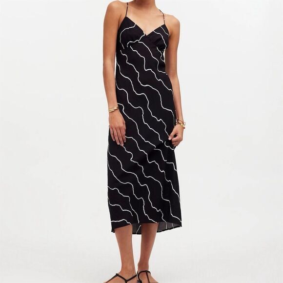 Madewell Dresses & Skirts - NWT Madewell Women's Layton Midi Slip Dress Size 14 Squiggle‎ Print Multicolor
